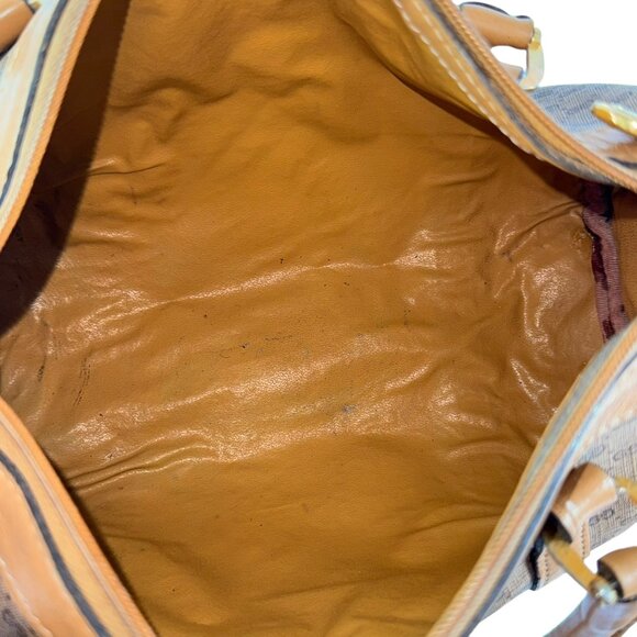 70's GUCCI Beige Canvas Tan Leather Micro GG Monogram Satchel Made in Italy - Picture 8 of 15